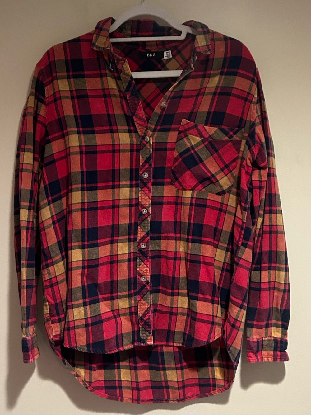 Urban Outfitters BDG Red Plaid Flannel Shirt Sz Med